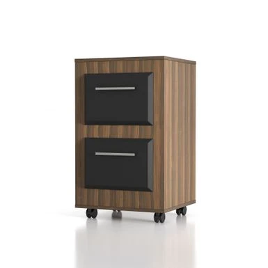 DH BASIC Urban Two-Drawer Mobile File Cabinet With Iron Bar Pulls By Denhour - Light Walnut 2 DH BASIC Urban Two-Drawer Mobile File Cabinet With Iron Bar Pulls By Denhour - Light Walnut - Image 2
