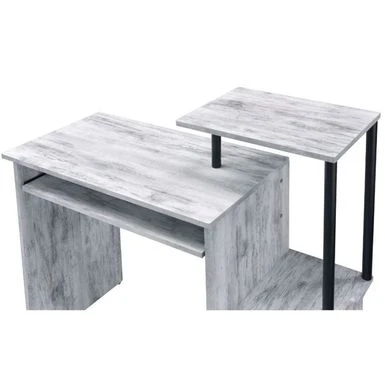 Wooden Computer Desk With Keyboard Tray - Weathered Oak And Black 14 Wooden Computer Desk With Keyboard Tray - Weathered Oak And Black - Image 14