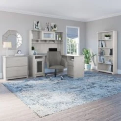Cabot 60W L-Desk With Hutch, Cabinet And Bookcase By Bush Furniture - White -Felloweis Store af69ee23 4eae 4c45 9892 02ee7c67d2c3