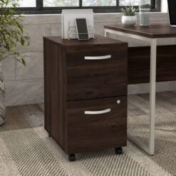 Hybrid 2 Drawer Mobile File Cabinet By Bush Business Furniture - Black Walnut