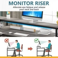 Lee Industrial L-Shaped Desk With Storage Shelves, Corner Computer Desk PC Laptop Study Table Workstation - Black -Felloweis Store b135c79a f69b 48fe 8b84 c6876c73ee94