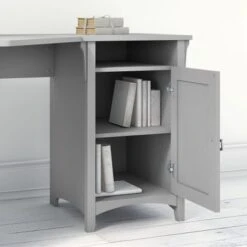 Salinas 55W Corner Desk With Lateral File Cabinet And 5 Shelf Bookcase - Grey -Felloweis Store b1db3474 dc96 48a8 845e c477fd07c306
