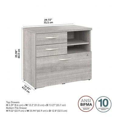 Studio A Storage Cabinet With Drawers By Bush Business Furniture - Platinum Gray 10 Studio A Storage Cabinet With Drawers By Bush Business Furniture - Platinum Gray - Image 10