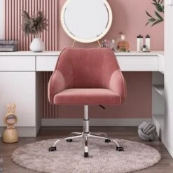 Corvus Braff Velvet Upholstered Adjustable Ergonomic Office Chair - Cherry -Felloweis Store b2143535 fd2d 4d8f 9ffc 0202ae3b5fce