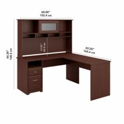 Cabot 60W L Shaped Computer Desk With Hutch By Bush Furniture - Ash Gray -Felloweis Store b28d7139 b02d 471b 8ead 5c874ba371a0