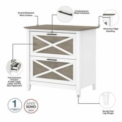 Key West 60W L Desk With 2 Drawer File Cabinet By Bush Furniture - Shiplap Gray/Pure White -Felloweis Store b28d7e82 4ce2 4e5b b0e5 9efd69db1e17