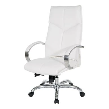Deluxe High Back Executive Chair With Polished Aluminum Base And Padded Arms - White 8 Deluxe High Back Executive Chair With Polished Aluminum Base And Padded Arms - White - Image 8