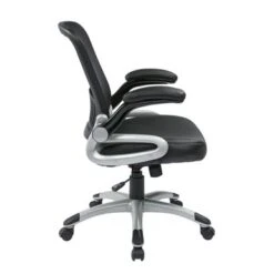 Screen Back Black Bonded Leather Seat Office Chair - Black