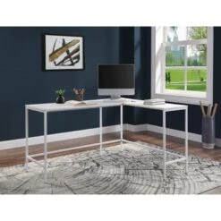 Contempo L-shaped Steel Desk - Brown -Felloweis Store b376550f 7576 4c2d bdf4 0dda4d5287c0