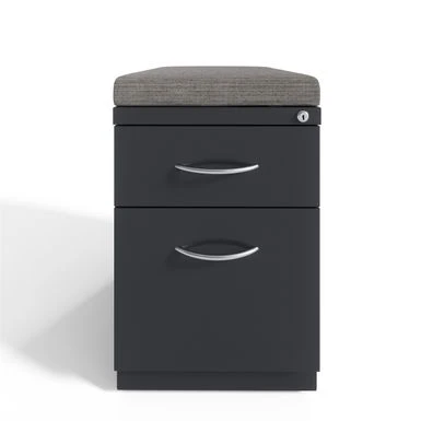 Hirsh 20-inch Deep Mobile Pedestal File 2-Drawer Box/File With Arch Pull And Seat Cushion, Charcoal/Chinchilla - Grey - Letter 2 Hirsh 20-inch Deep Mobile Pedestal File 2-Drawer Box/File With Arch Pull And Seat Cushion, Charcoal/Chinchilla - Grey - Letter - Image 2