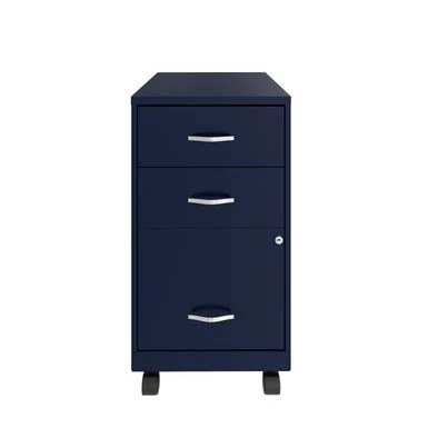 Space Solutions 18" Deep 3 Drawer Mobile Organizer Metal Cabinet, Navy - Blue - Letter 5 Space Solutions 18" Deep 3 Drawer Mobile Organizer Metal Cabinet, Navy - Blue - Letter - Image 5