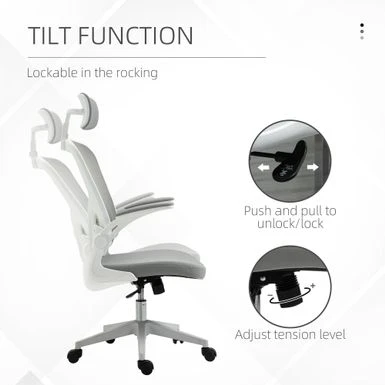 HOMCOM Vinsetto High Back Mesh Chair, Home Office Task Computer Chair With Adjustable Height, Lumbar Back Support, Headrest, And Arms - Black 6 HOMCOM Vinsetto High Back Mesh Chair, Home Office Task Computer Chair With Adjustable Height, Lumbar Back Support, Headrest, And Arms - Black - Image 6