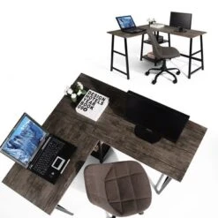 Homy Casa L-shaped Desk Computer Desk With Shelf - Dark Brown 35 Homy Casa L-shaped Desk Computer Desk With Shelf - Dark Brown -Felloweis Store b68f4629 3dd7 4803 bae1 378a125c3d39