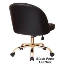 Layton Mid-Back Office Chair With Gold Base - Black Velvet -Felloweis Store b7bf821e a2c3 420a b44e 84c2e701dab3