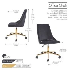 Porthos Home Rae Office Chair, Velvet Upholstery, Gold Chrome Legs - Green -Felloweis Store b7cf743a 14e3 4906 8704 c306446323d8