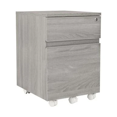 Porch & Den Kinnear Office Rolling Two Drawer Storage File Cabinet With Lock - Grey 4 Porch & Den Kinnear Office Rolling Two Drawer Storage File Cabinet With Lock - Grey - Image 4