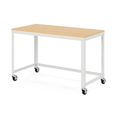 Space Solutions 48" W Mobile Metal Desk With Laminate Top, Black/Maple - White 7 Space Solutions 48" W Mobile Metal Desk With Laminate Top, Black/Maple - White - Image 7