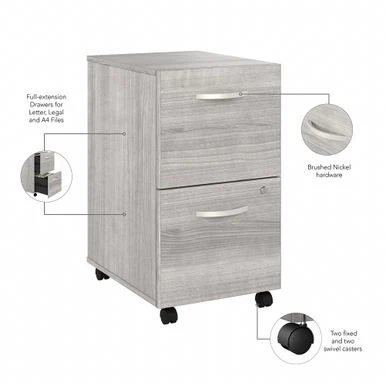 Studio A 2 Drawer Mobile File Cabinet By Bush Business Furniture - Platinum Gray 7 Studio A 2 Drawer Mobile File Cabinet By Bush Business Furniture - Platinum Gray - Image 7