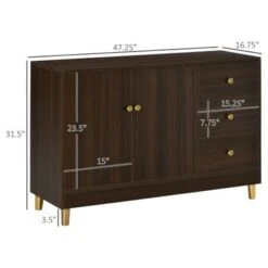 HOMCOM Modern Sideboard, Storage Cabinet, Accent Cupboard With 3 Drawers, Adjustable Shelf For Kitchen, Living Room, Brown - Brown - Legal -Felloweis Store baa33dd5 1843 4bb7 8573 d96583e94764