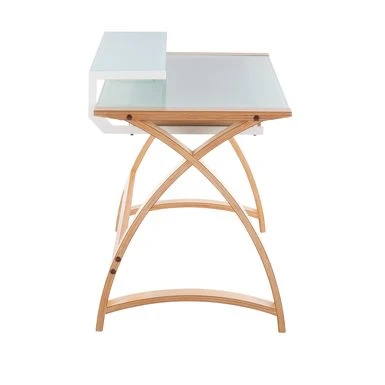 Carson Carrington Bentley Office Desk - Natural Wood & White Frosted Glass 9 Carson Carrington Bentley Office Desk - Natural Wood & White Frosted Glass - Image 9