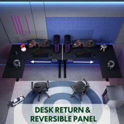 FlexiSpot 63"/ 71" Dual Motor L-Shaped Home Office Height Adjustable Standing Desk - 63" X 40" - Black -Felloweis Store bcbb661a 1645 4bfc b5f7 0d5cedcacb7d