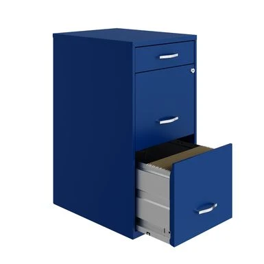 Space Solutions 18" Deep 3 Drawer Metal File Cabinet, Classic Blue - Blue - Letter 4 Space Solutions 18" Deep 3 Drawer Metal File Cabinet, Classic Blue - Blue - Letter - Image 4