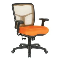 Breathable Mesh Back Office Chair With Upholstered Fabric Seat - Orange
