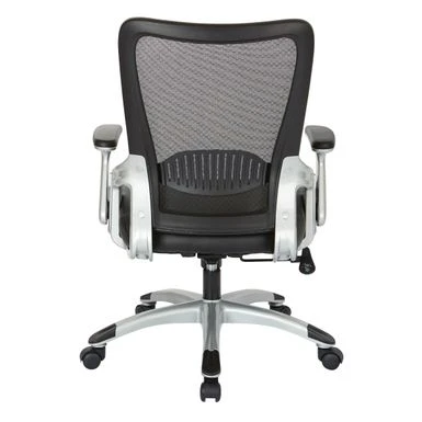 Black Mesh Back Manager's Office Chair With Silver Frame - Black Faux Leather 7 Black Mesh Back Manager's Office Chair With Silver Frame - Black Faux Leather - Image 7