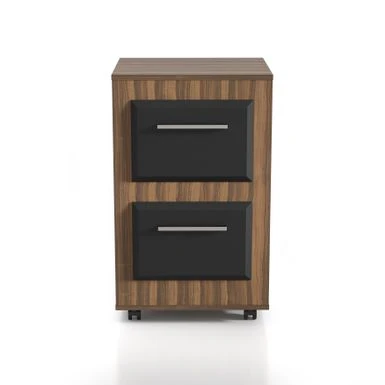 DH BASIC Urban Two-Drawer Mobile File Cabinet With Iron Bar Pulls By Denhour - Light Walnut 6 DH BASIC Urban Two-Drawer Mobile File Cabinet With Iron Bar Pulls By Denhour - Light Walnut - Image 6