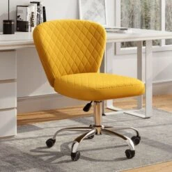 Corvus Velvet Armless Adjustable Swivel Home Office Chair - Grey -Felloweis Store be310655 9676 46f5 845b 5b752d828ab3
