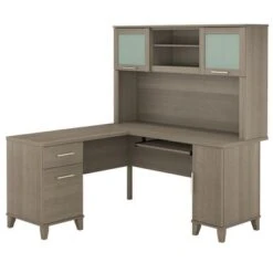 Somerset 60W L Shaped Desk With Hutch - Hansen Cherry -Felloweis Store becc6e50 838b 4a0b 9376 5f033bd0d101