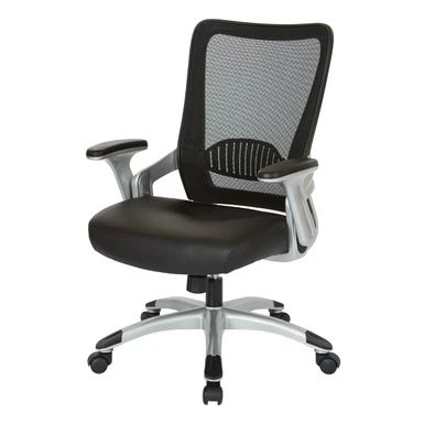Black Mesh Back Manager's Office Chair With Silver Frame - Black Faux Leather 10 Black Mesh Back Manager's Office Chair With Silver Frame - Black Faux Leather - Image 10