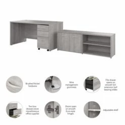 Studio C 60W Desk With Return And Cabinet By Bush Business Furniture - Platinum Gray -Felloweis Store c1c812ff 16b1 47d9 aadb 30e6a08f7d51