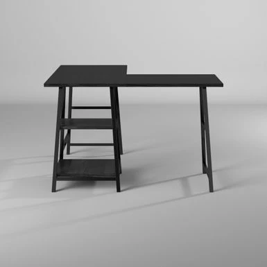 Homy Casa L-shaped Desk Computer Desk With Shelf - Dark Brown 6 Homy Casa L-shaped Desk Computer Desk With Shelf - Dark Brown - Image 6