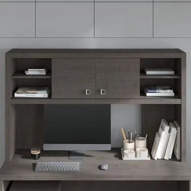 Echo 60W Hutch From Office By Kathy Ireland - Pure White/Modern Gray 6 Echo 60W Hutch From Office By Kathy Ireland - Pure White/Modern Gray - Image 6