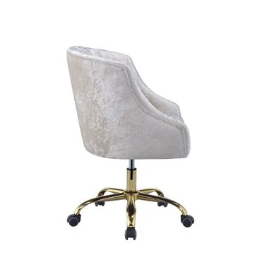 Swivel Velvet Upholstered Office Chair With Adjustable Height And Metal Base, Cream And Gold - Adjustable Height - Low Back - Desk Chairs - Metal - Assembly Required - Cream Pearl/Jet Crystal - Modern & Contemporary 3 Swivel Velvet Upholstered Office Chair With Adjustable Height And Metal Base, Cream And Gold - Adjustable Height - Low Back - Desk Chairs - Metal - Assembly Required - Cream Pearl/Jet Crystal - Modern & Contemporary - Image 3