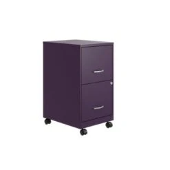 Space Solutions 18" 2 Drawer Mobile Smart Vertical File Cabinet, Teal - Purple - Letter
