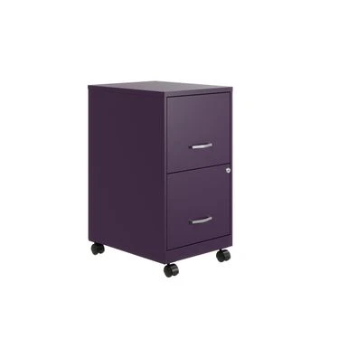 Space Solutions 18" 2 Drawer Mobile Smart Vertical File Cabinet, Teal - Purple - Letter 1 Space Solutions 18" 2 Drawer Mobile Smart Vertical File Cabinet, Teal - Purple - Letter