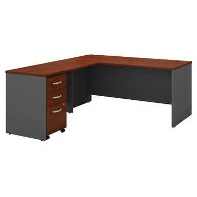 Series C 66W L Shaped Desk With Drawers By Bush Business Furniture - Hansen Cherry/Graphite Gray 2 Series C 66W L Shaped Desk With Drawers By Bush Business Furniture - Hansen Cherry/Graphite Gray - Image 2