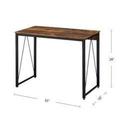 Wooden Top Writing Desk With Metal Frame - Black -Felloweis Store c5877a60 be09 4ed2 a648 de688de04a3e