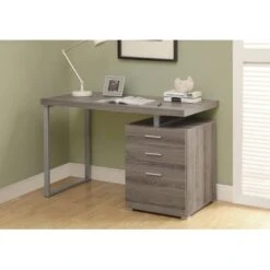 Computer Desk/ Home Office/ Laptop/ Left/ Right Set-up/ Storage Drawers/ 48"L/ Work/ Metal/ Laminate/ Brown/ Grey/ Contemporary/ Modern