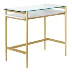 Eaton Desk - Brass 36" With Faux Marble Shelf -Felloweis Store c6291eb5 70b2 4aba 92c7 42be71b5f2f2