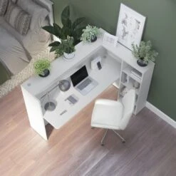 Studio C 72W Privacy Desk With Shelves By Bush Business Furniture - Storm Gray -Felloweis Store c64b05af 5782 4b70 b989 59bedfd9e95b