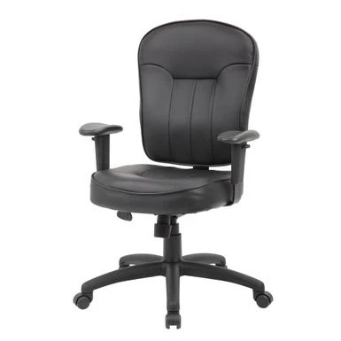 Boss Black Leather Task Chair W/ Adjustable Arms - Black 2 Boss Black Leather Task Chair W/ Adjustable Arms - Black - Image 2