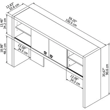 Echo 60W Hutch From Office By Kathy Ireland - Pure White/Modern Gray 20 Echo 60W Hutch From Office By Kathy Ireland - Pure White/Modern Gray - Image 20