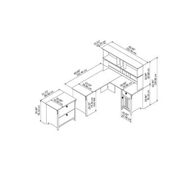 The Gray Barn Lowbridge Cape Cod Grey L-shaped Desk With Hutch And Lateral File Cabinet 7 The Gray Barn Lowbridge Cape Cod Grey L-shaped Desk With Hutch And Lateral File Cabinet - Image 7