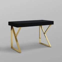 Silver Orchid Serra High Gloss Modern Desk - Black-Gold -Felloweis Store c7729949 1f37 4f71 b736 59e4e729c1e5