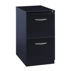 Hirsh 23" D Arch Pull Handle Mobile Pedestal 2-Drawer File Cabinet, Black - Black