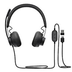 Logitech Zone 750 Wired On-Ear Headset With Advanced Noise-canceling Microphone, Simple USB-C And Included USB-A Adapter, Plug-and-Play Compatibility For All Devices