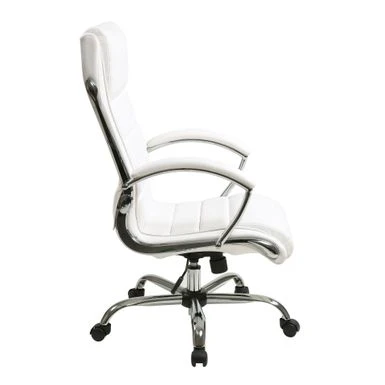 Executive Office Chair With Padded Arms In Faux Leather - White 5 Executive Office Chair With Padded Arms In Faux Leather - White - Image 5